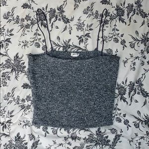 Grey knitted cropped spaghetti strap